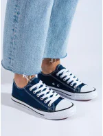 Pekné dámske tmavomodré tenisky bez podpätku