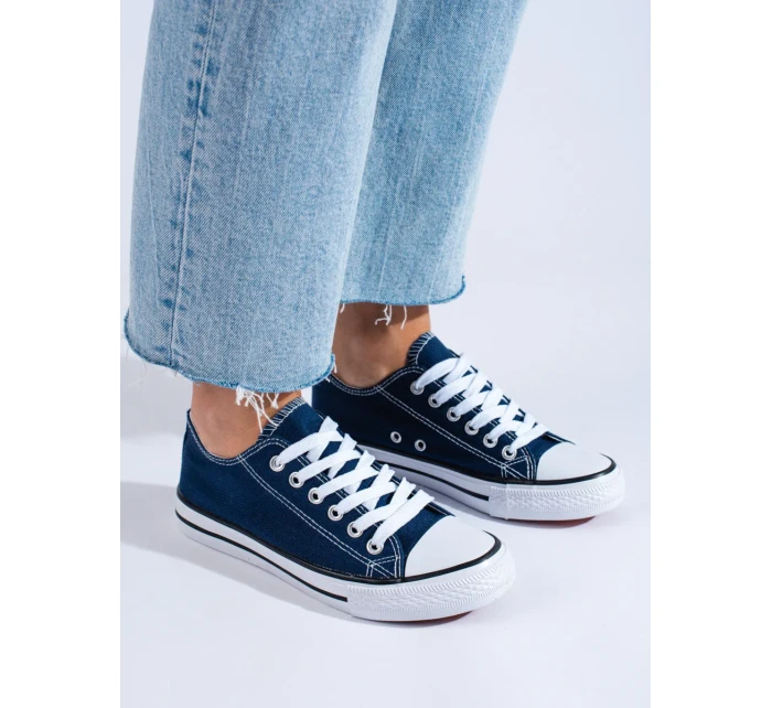 Pekné dámske tmavomodré tenisky bez podpätku