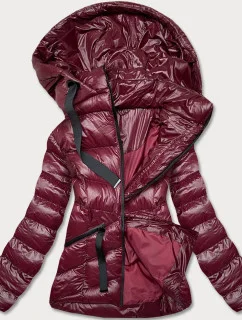 Dámska krátka zimná bunda v čerešňovej farbe (23066-7)