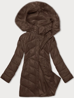 Dámska zimná bunda vo ťavej farbe s kapucňou (H-898-89)