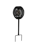 RATANOVÁ SOLÁRNA GUĽOVÁ LAMPA ČIERNA PROGARDEN