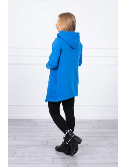 Zateplená mikina s asymetrickým zipsom nevädzovo modrá