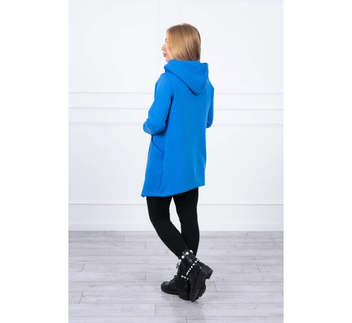 Zateplená mikina s asymetrickým zipsom nevädzovo modrá