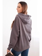 Dámska mikina s kapucňou a klokankou z bavlneného úpletu graphite Dámska mikina s kapucňou a klokankou z bavlneného úpletu graphite