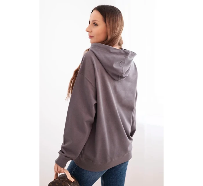 Dámska mikina s kapucňou a klokankou z bavlneného úpletu graphite Dámska mikina s kapucňou a klokankou z bavlneného úpletu graphite