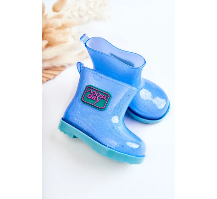Dziecięce Brokatowe Kalosze Niebieskie Rain Dziecięce Brokatowe Kalosze Niebieskie Rain
