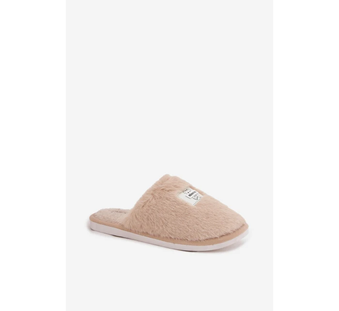 Obuwie Domowe Kapcie Damskie Futrzane Beżowe Maelis