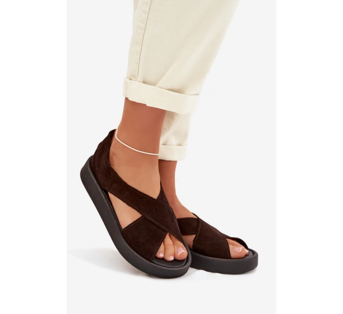 Dámské sandály Zazoo 3196 z přírodního semiše Čokoládové