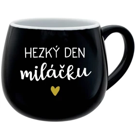 HEZKÝ DEN MILÁČKU - černý keramický hrníček 300 ml