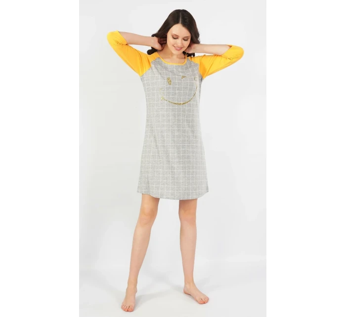 Dámská noční košile s tříčtvrtečním rukávem model 15781376 - Vienetta Dámská noční košile s tříčtvrtečním rukávem model 15781376 - Vienetta