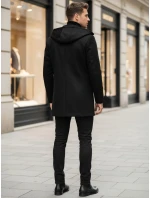 Pánsky jednoradový zimný kabát čierny FashionStreet CX0444