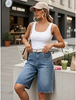 Dámske džínsové bermudy s opaskom modré FashionStreet SY0545
