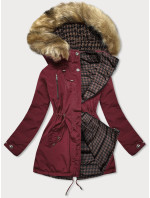 Bordó-hnedá obojstranná dámska zimná bunda (W557BIG)