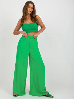 Zelené dámske nohavice so širokým pásom (8390)