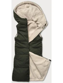 Oboustranná dámská vesta typu v army barvě model 20722468 - J.STYLE