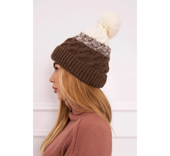 Fleecová čiapka Ilona K218 cappuccino+ecru