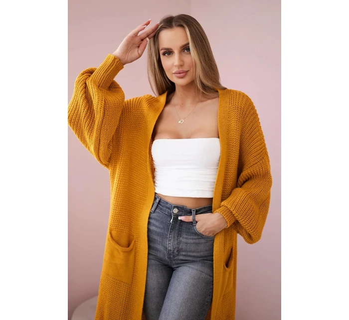 Sveter dlhý sveter horčicovej farby