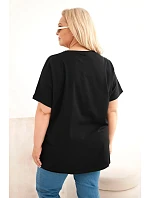 Dámská bavlněná halenka Plus Size s model 22185745 černá - K-Fashion Dámská bavlněná halenka Plus Size s model 22185745 černá - K-Fashion