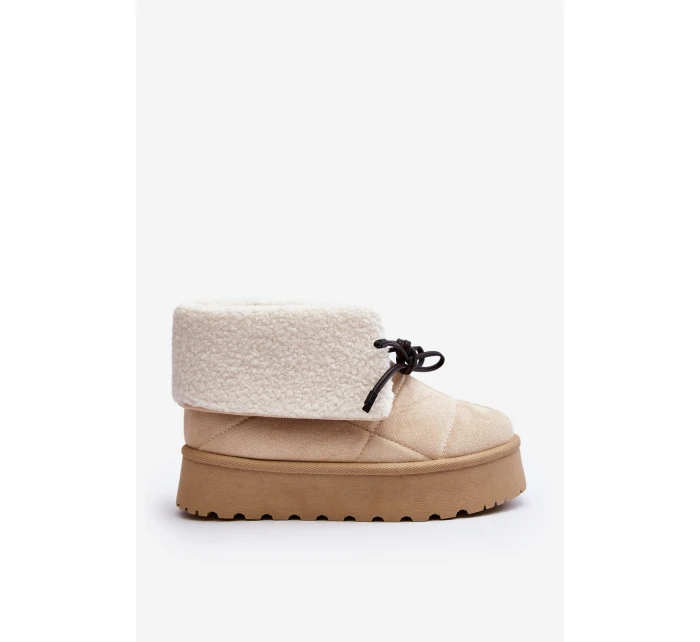 Śniegowce Na Platformie Z Kożuchem Jasnobeżowe Olimuka Śniegowce Na Platformie Z Kożuchem Jasnobeżowe Olimuka