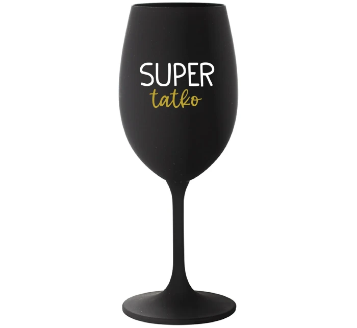 SUPER TÁTA - čierny pohár na víno 350 ml