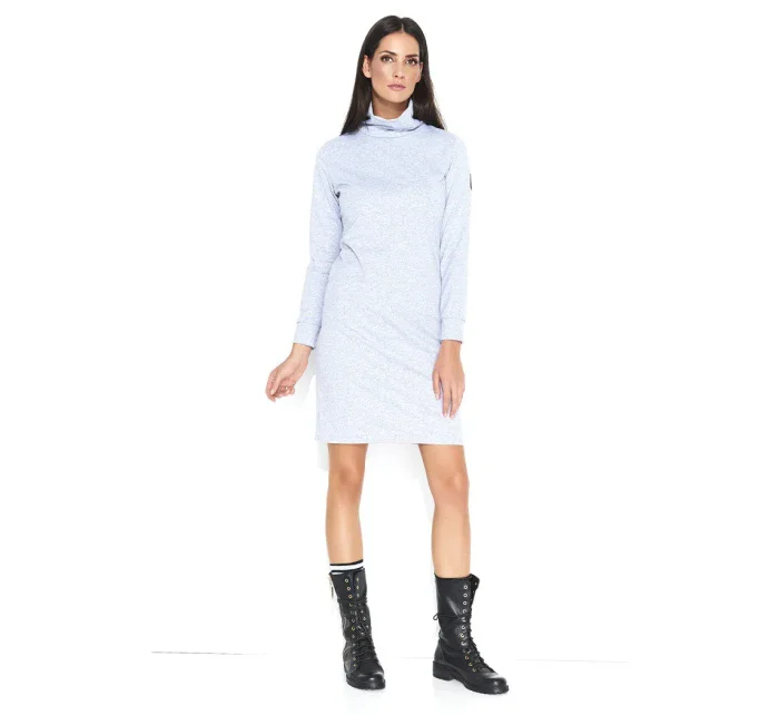 Dámske voľnočasové šaty s rolákom stredne dlhé sivé - Šedá - Makadamové Dámske voľnočasové šaty s rolákom stredne dlhé sivé - Šedá - Makadamové