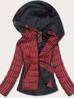 Čierno-červená dámska vzorovaná bunda (W716-1)