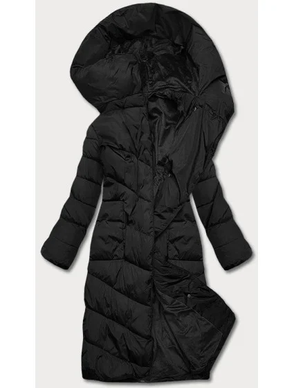 Dámska dlhá zimná bunda čierna (2m-033)