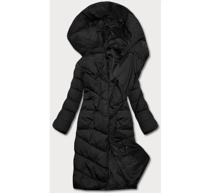 Dámska dlhá zimná bunda čierna (2m-033)