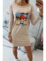 Šaty s potiskem Honey model 18744054 béžové - K-Fashion