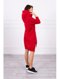 Šaty s kapucňou a dlhším chrbtom červené