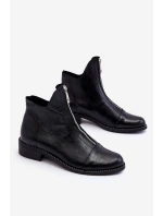 Kožené kozačky na zip Nicole model 21612117 Černá - Zazoo