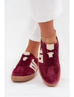 Dámské semišové sneakersy model 21704973 bordové - VINCEZA