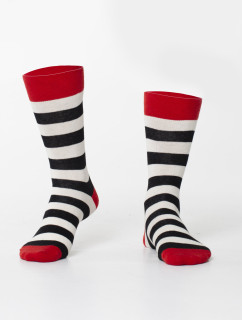 Krémovo-čierne pruhované pánske ponožky