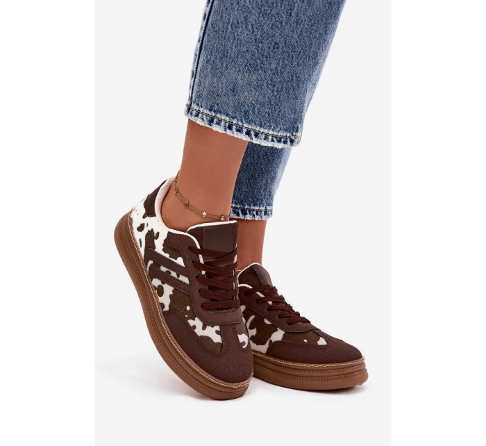 Dámske tenisky na platforme - hnedé Denissa Dámske tenisky na platforme - hnedé Denissa