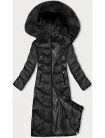 Dlhá zimná bunda s kapucňou čierna S'west (B8198-1)