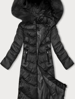 Čierna dlhá zimná bunda s kapucňou S'west (B8198-1)