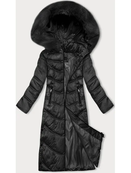 Dlhá zimná bunda s kapucňou čierna S'west (B8198-1)
