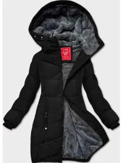 Čierna dámska zimná bunda so sťahovacím lemom LHD (LHD-24580)