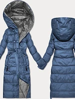 Obojstranná modro-šedá pruhovaná zimná bunda Minority (M2-6519-30+61)