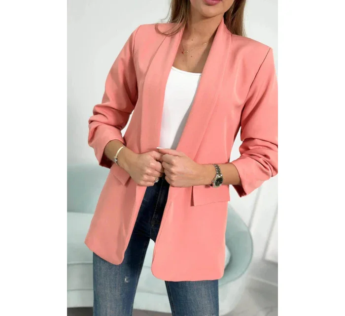 Bunda s klopou elegantní tmavě meruňková Bunda s klopou elegantní tmavě meruňková