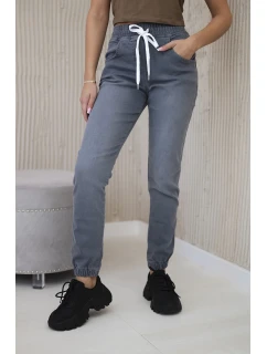 Džínsové nohavice s rebrovaným lemom Graphite