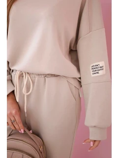 Komplet teplákové + kalhoty máslová látka béžový