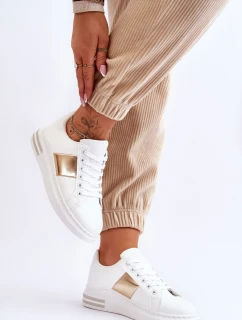 Klasyczne Buty Sportowe Biało-Złote Follow Me