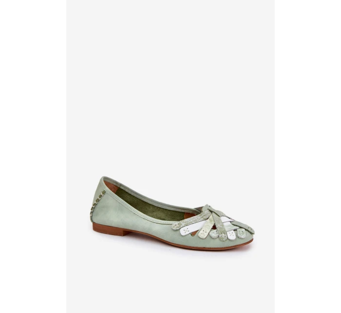Dámské Kožené Baleríny model 21693673 Mátové - Maciejka