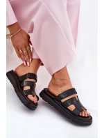Klapki Damskie Z Naturalnej Skóry Na Platformie Zazoo 40440 Czarne Klapki Damskie Z Naturalnej Skóry Na Platformie Zazoo 40440 Czarne