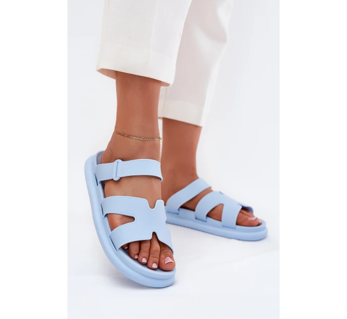 Gumowe Klapki Damskie Z Paskiem Niebieskie Tavirae Gumowe Klapki Damskie Z Paskiem Niebieskie Tavirae