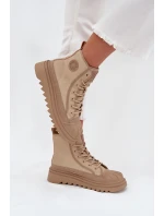 Wysokie Trampki Damskie Ocieplane Big Star OO274A356 Beżowe