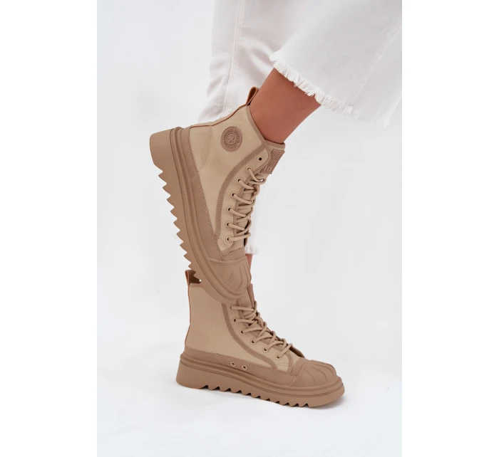 Wysokie Trampki Damskie Ocieplane Big Star OO274A356 Beżowe