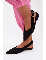 Balerínky so zlatou prackou Eco Suede Black Palerra Balerínky so zlatou prackou Eco Suede Black Palerra
