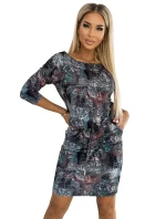 Dámské sportovní šaty s kapsičkami a s tmavě šedým vzorem model 19019234 - numoco Dámské sportovní šaty s kapsičkami a s tmavě šedým vzorem model 19019234 - numoco